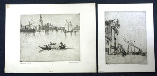 Nelson Dawson (1859-1941) Views of Venice, largest overall 14.5 x 10.5in., unframed